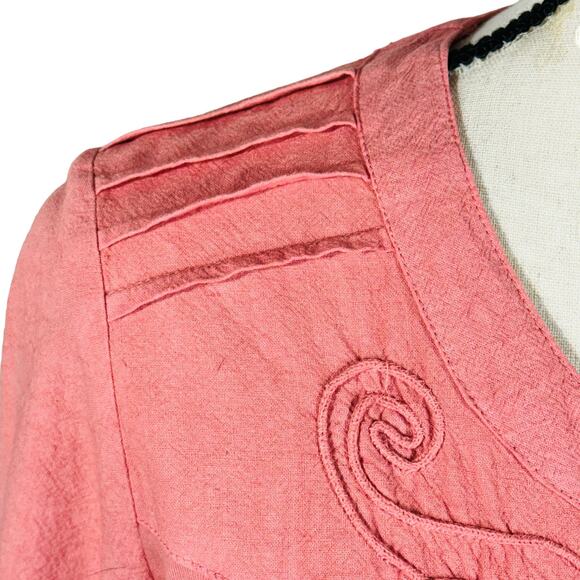 Parsley & Sage Small Tunic Top Long Sleeve Round Neck Stretchy Side Panels Pink - Picture 2 of 9